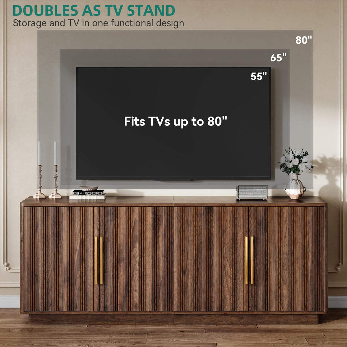 70" TV Stand with 4 Fluted Doors G85156