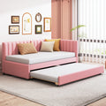 Twin Size Linen Upholstered Daybed with Trundle G961425