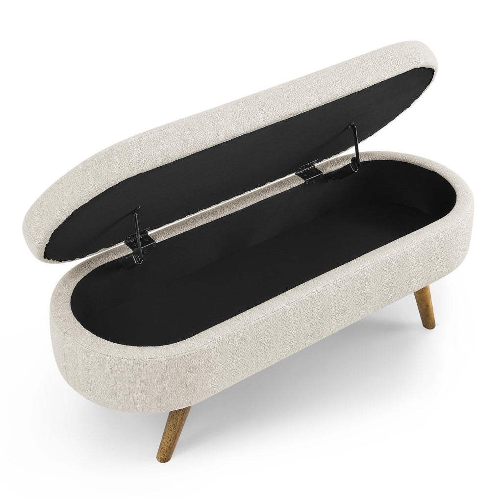 Oval Storage Bench with Rubber Wood Legs L872