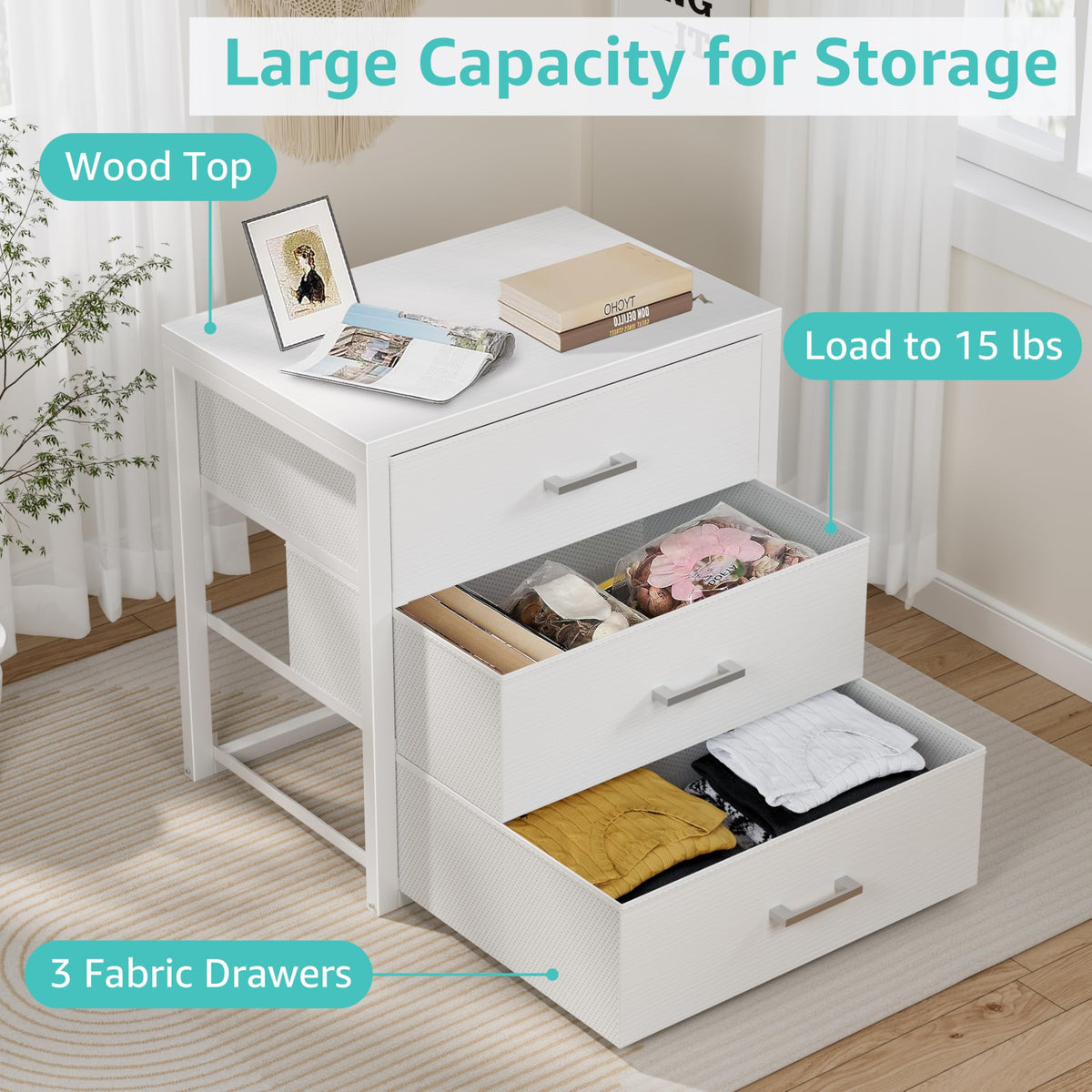 White 3 Drawer Dresser X654804