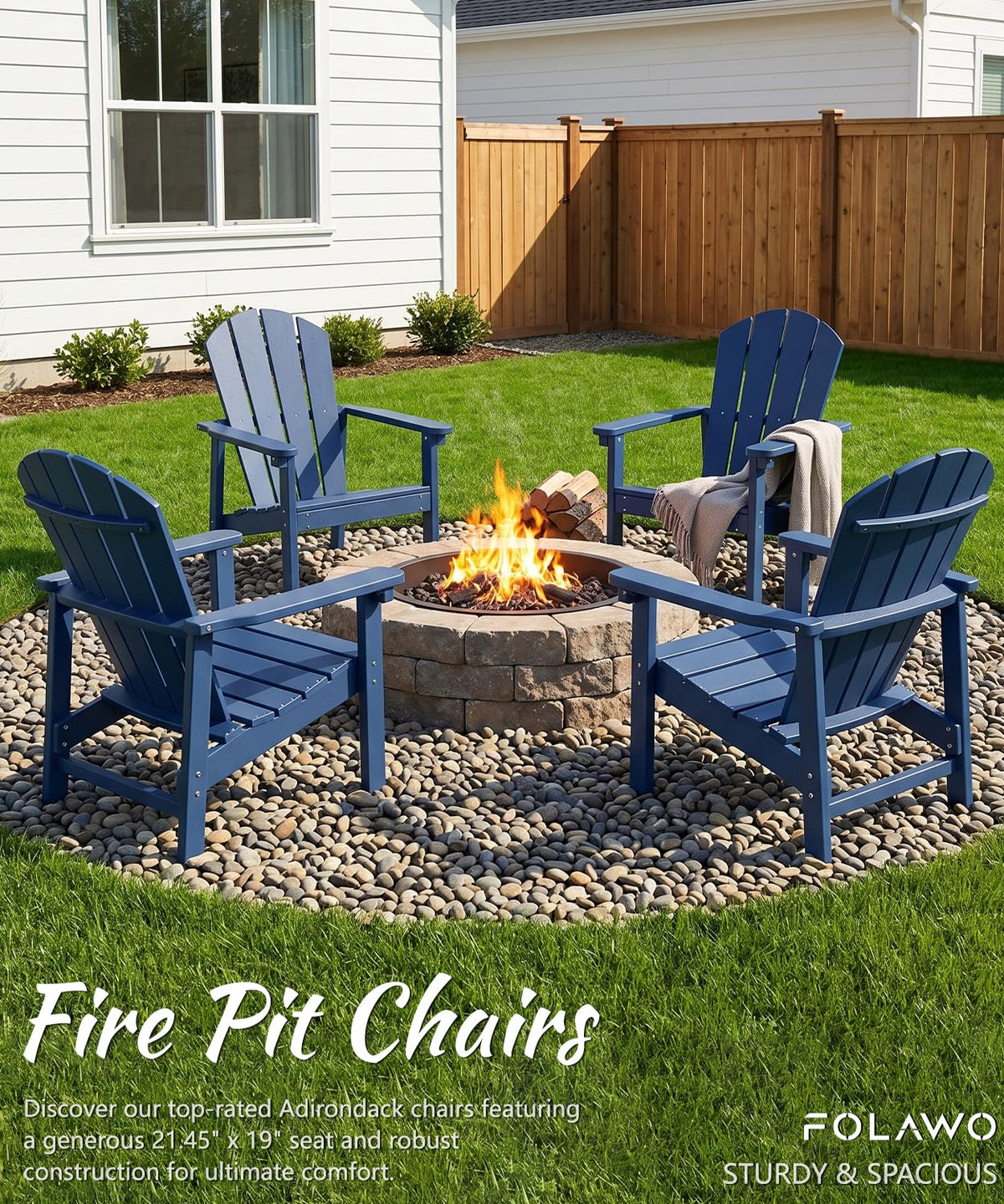Navy Blue HDPE Adirondack Chair Set of 8 T307