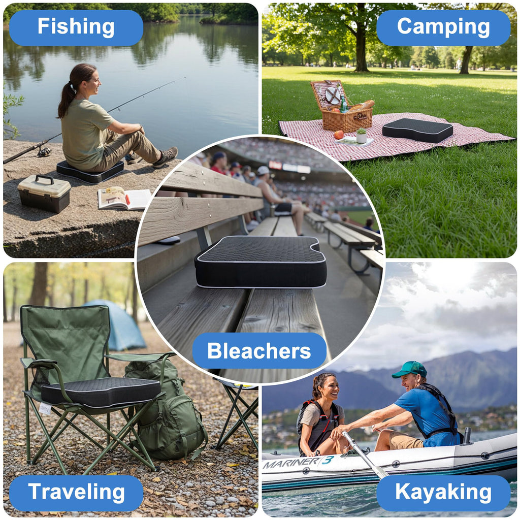 2 Pack Extra Thick Portable Bleacher Seat Cushions with Memory Foam D106