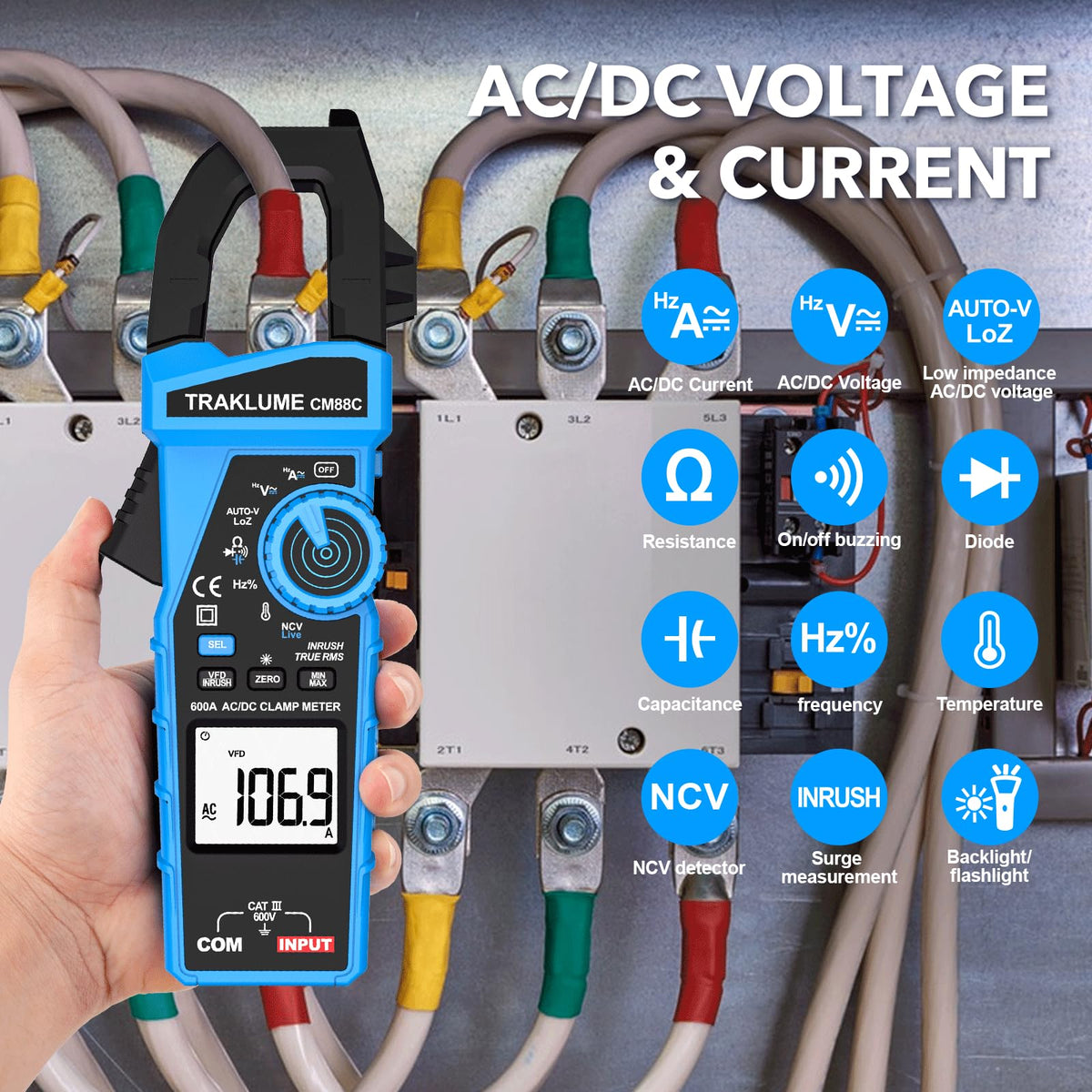 600A AC/DC TRMS Clamp Meter Multimeter M957350