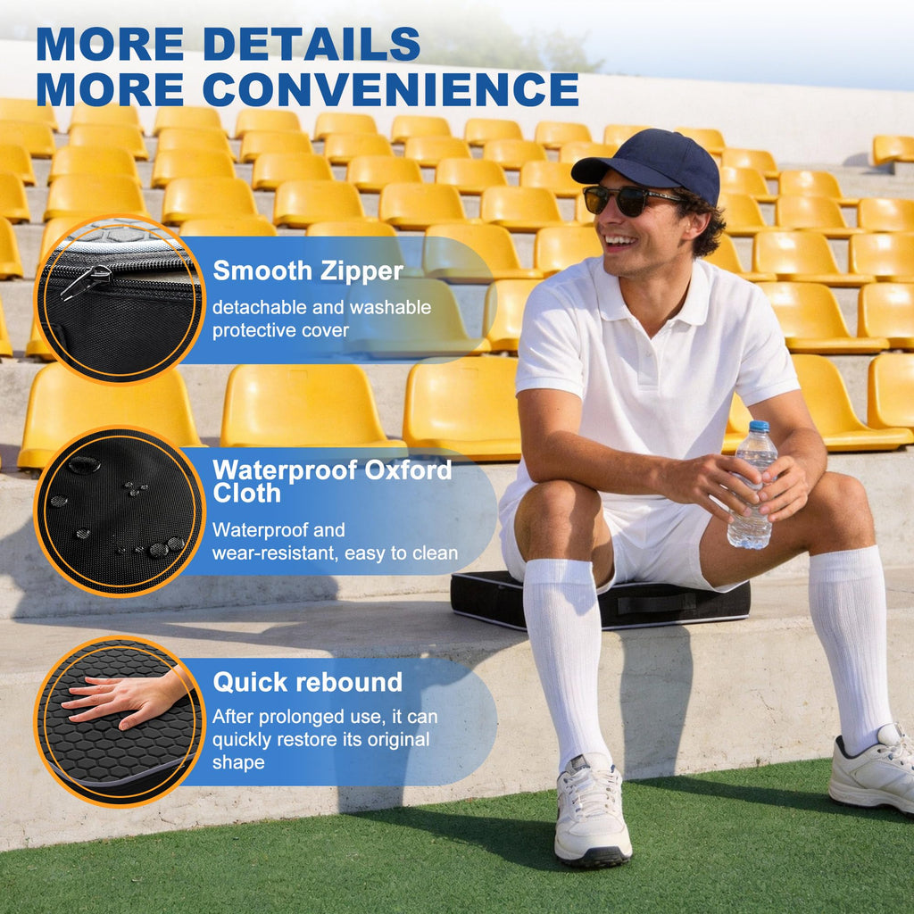 2 Pack Extra Thick Portable Bleacher Seat Cushions with Memory Foam D106
