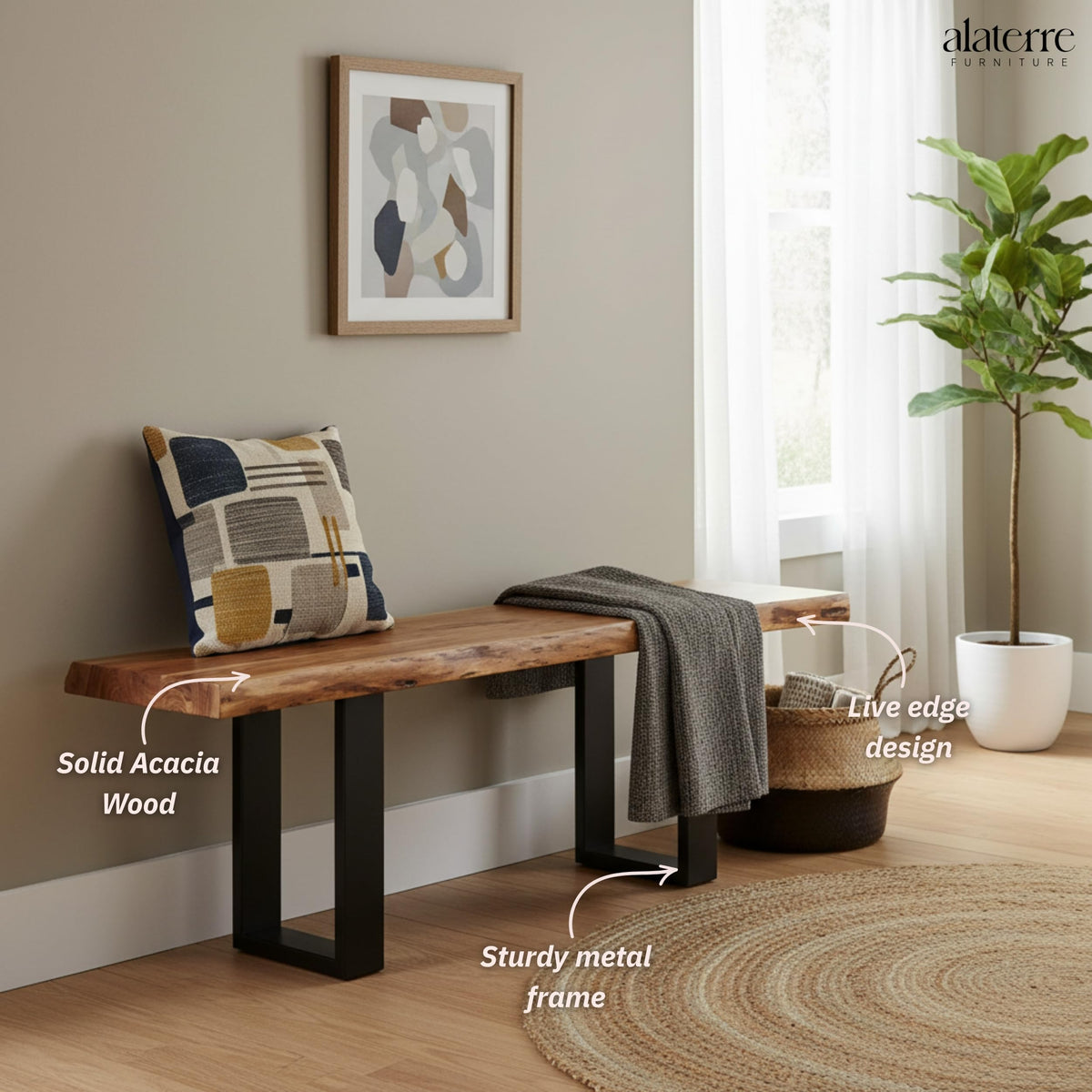 Solid Wood Entryway Bench E3164