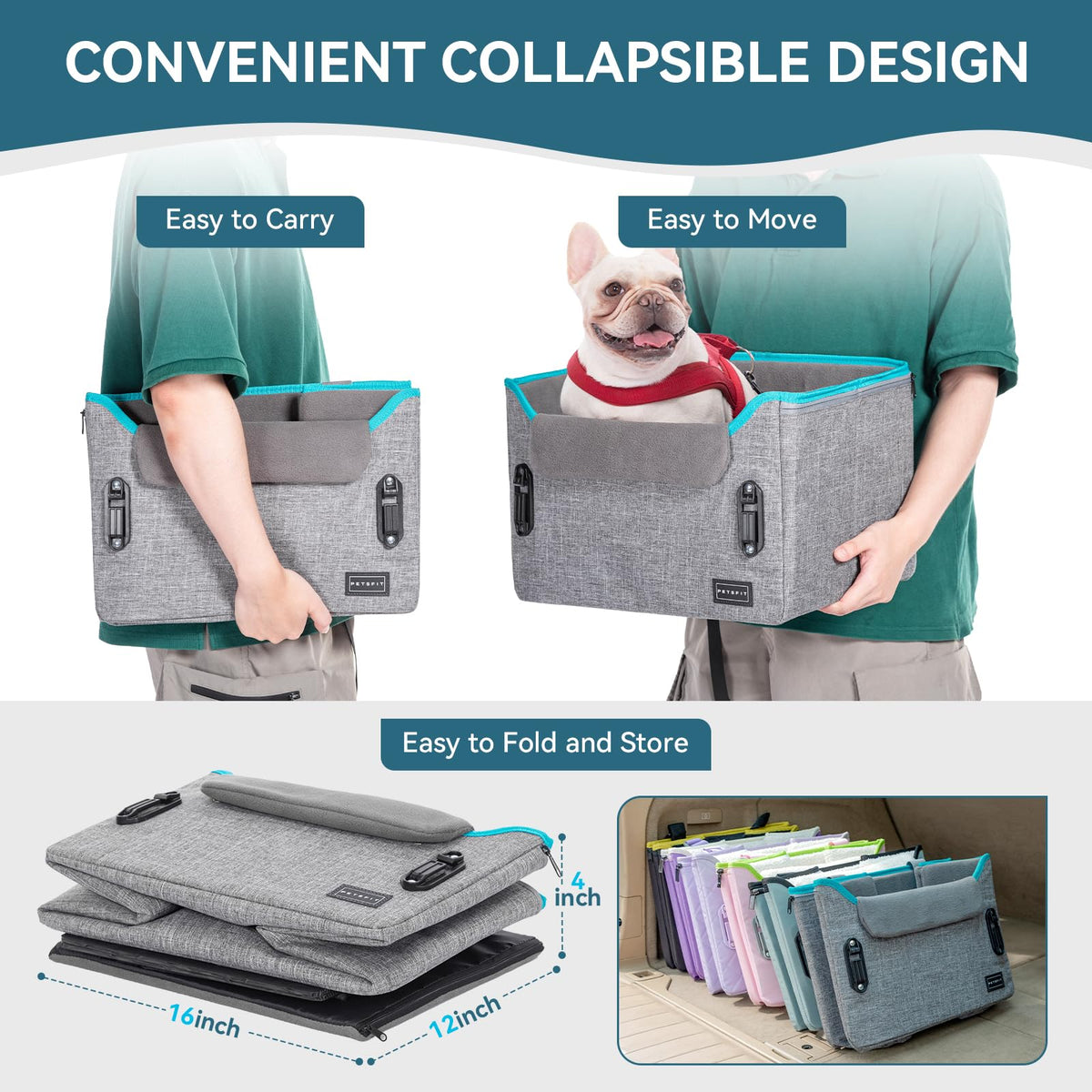 Foldable Dog Booster Car Seat with Safety Tether V460433