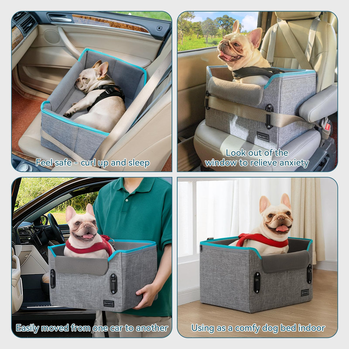 Foldable Dog Booster Car Seat with Safety Tether V460433