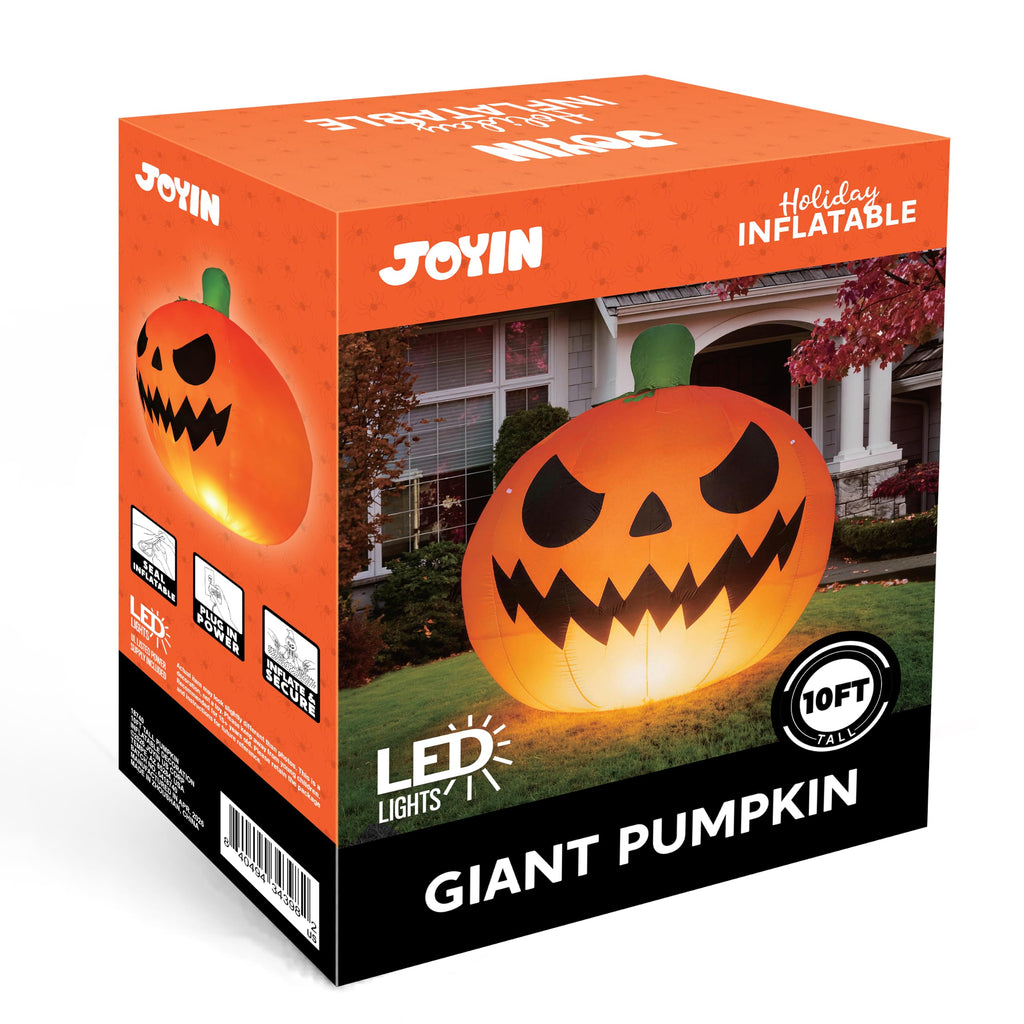 10FT Tall Inflatable Pumpkin with Built-in LED Lights C17095
