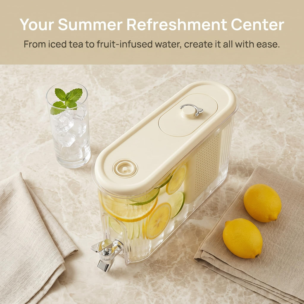White Cold Beverage Dispenser with Faucet D515279