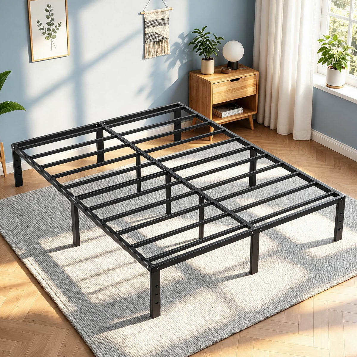 Queen Metal Platform Bed Frame with Storage K8115