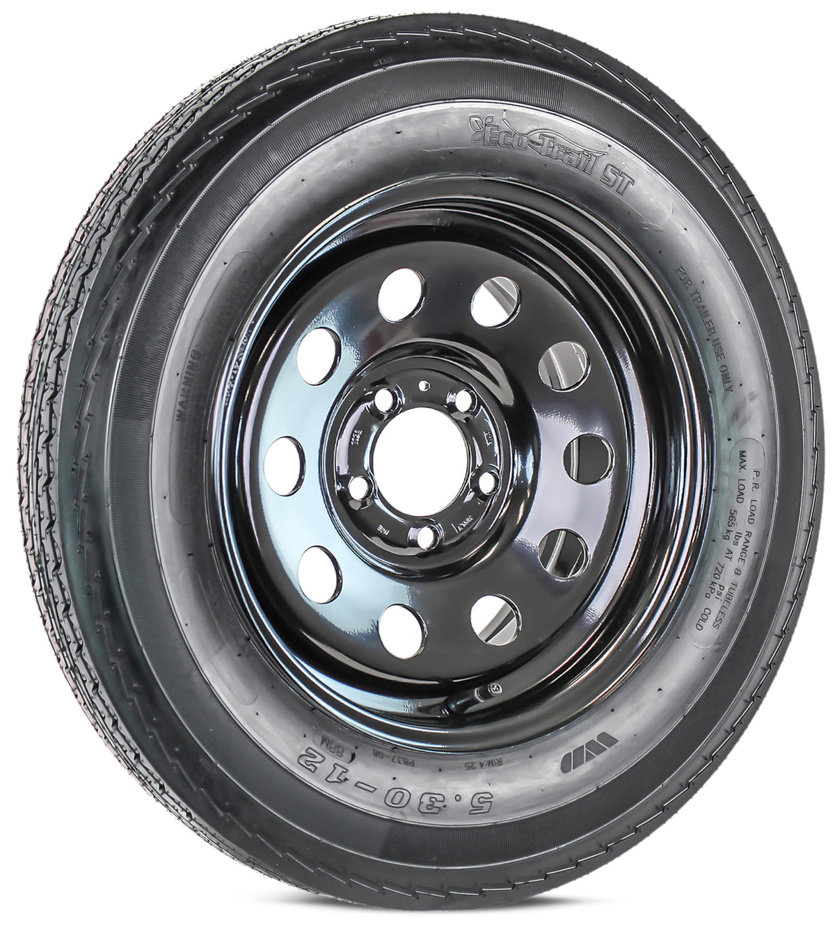 2-Pack Trailer Tire Rim Assembly 5.30-12 5 Lug Black B390434