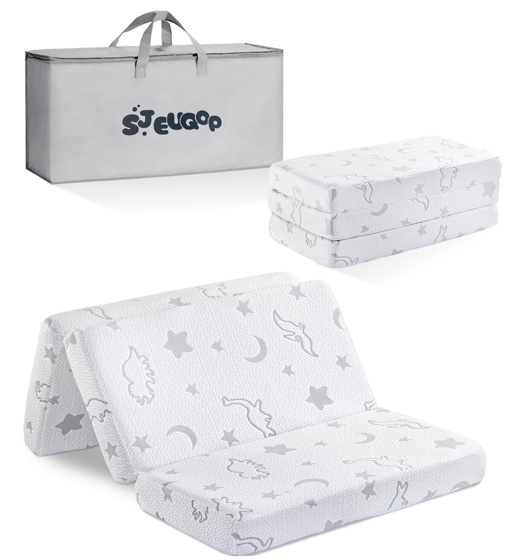 Trifold Pack and Play Mattress 38"x26" Dual Sided Memory Foam with Carry Bag N596594