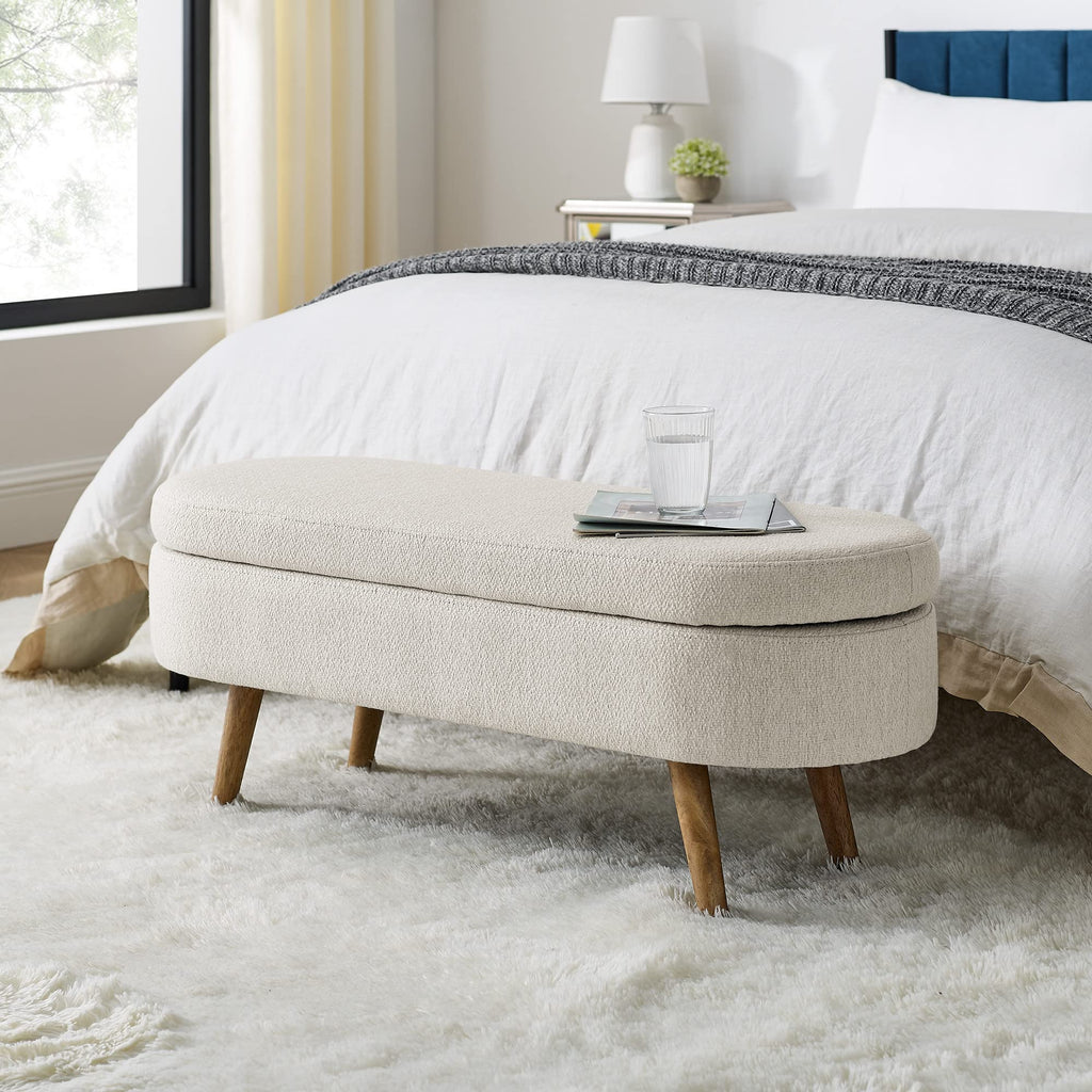 Oval Storage Bench with Rubber Wood Legs L872