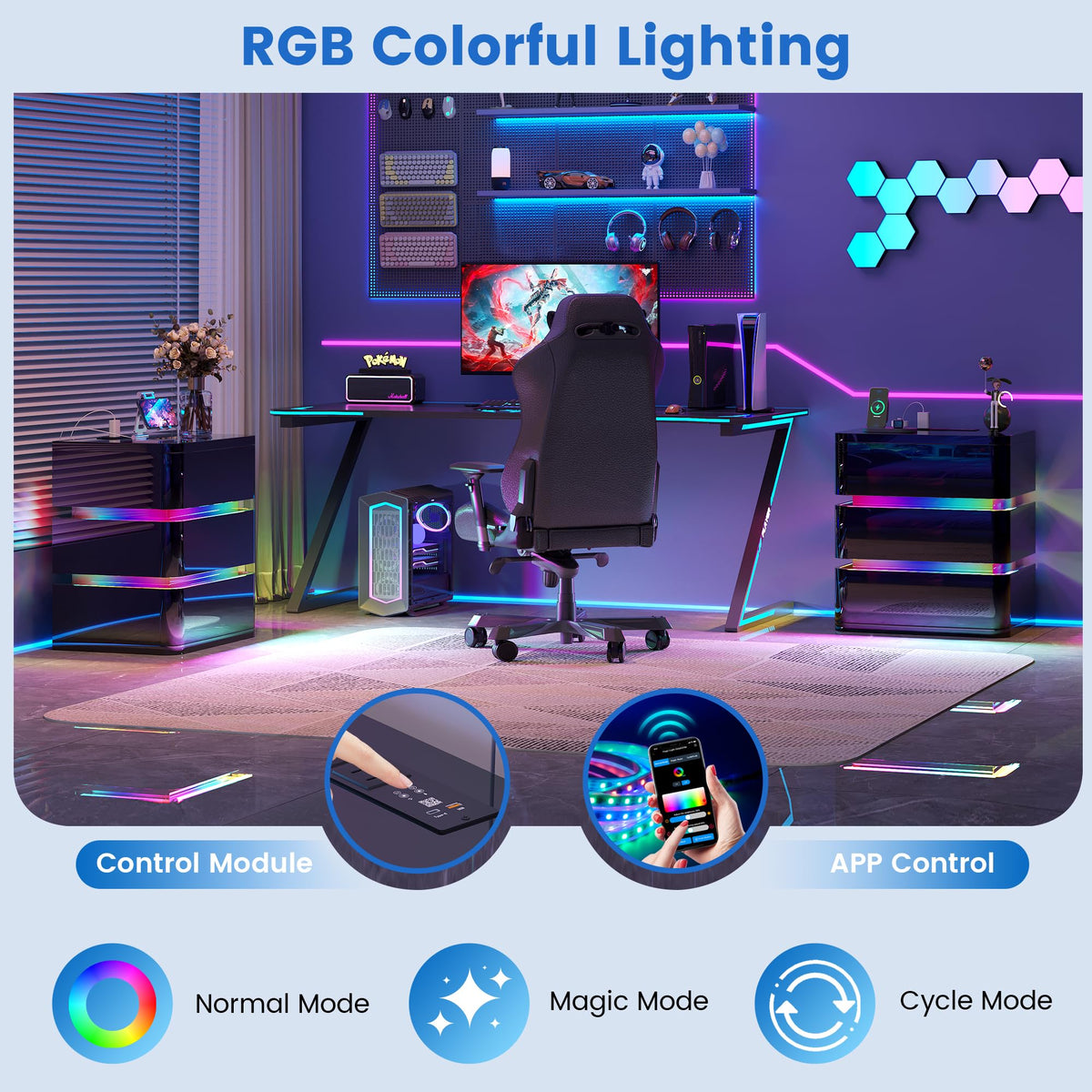 3-Drawer Nightstand with Charging Station & LED Lights Q9238