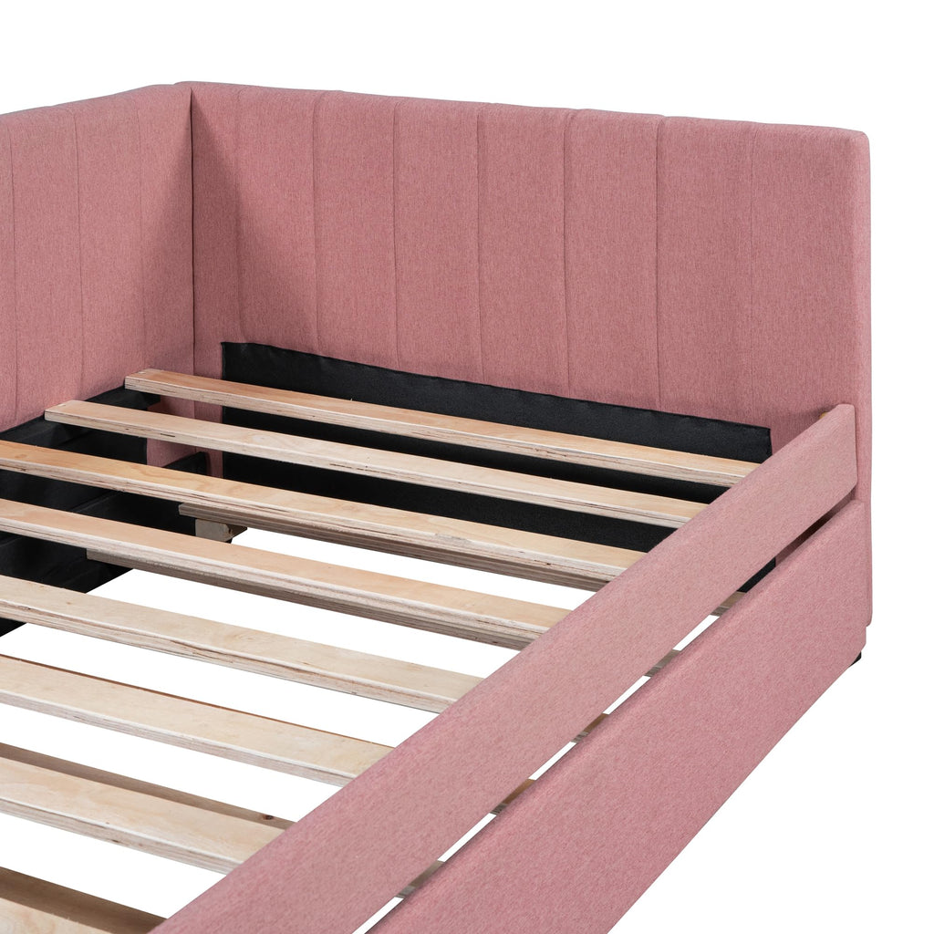 Twin Size Linen Upholstered Daybed with Trundle G961425