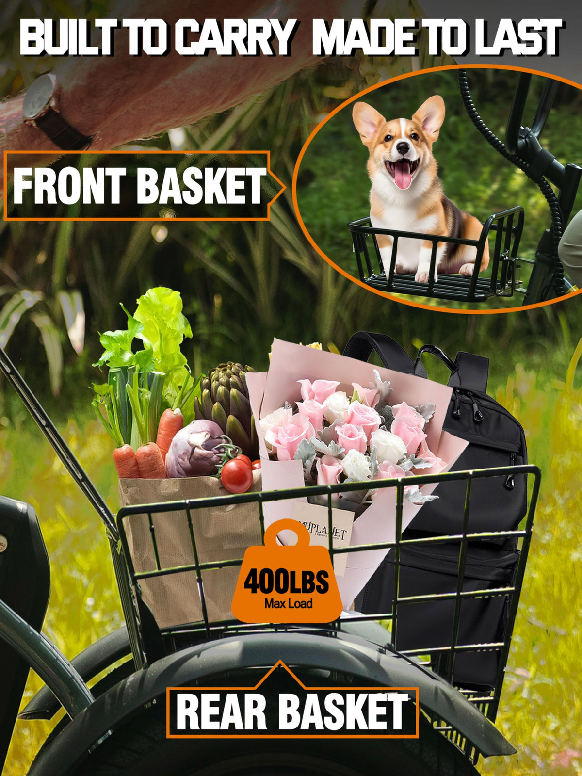 Folding 1200W Fat Tire Electric Trike with Removable Battery S7772