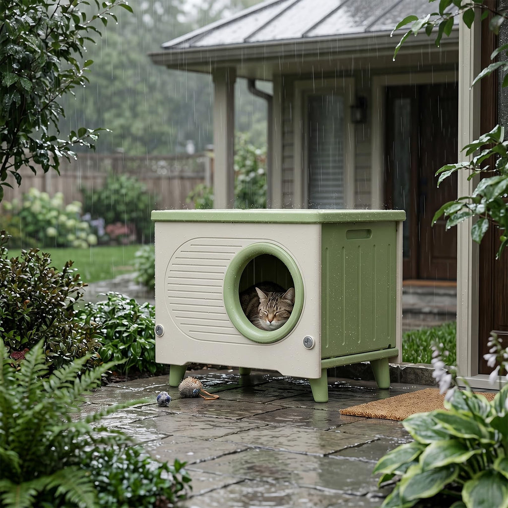 Extra Large Insulated Plastic Cat House with Escape Door T40728