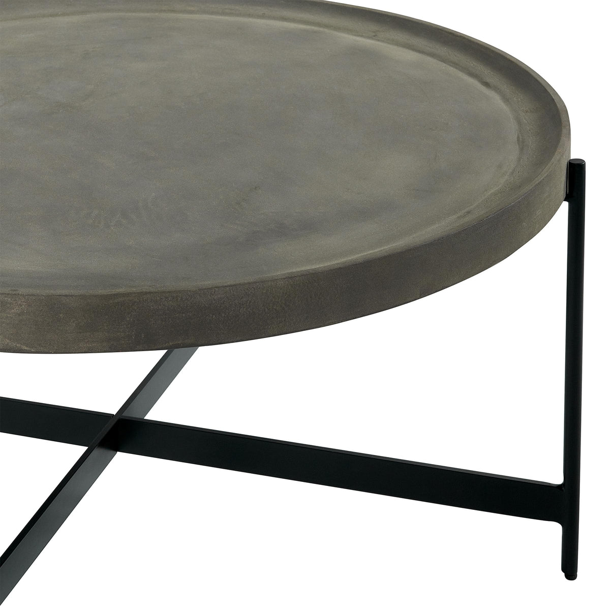 42-Inch Round Concrete-Coated Wood Coffee Table with Tray Top P7540
