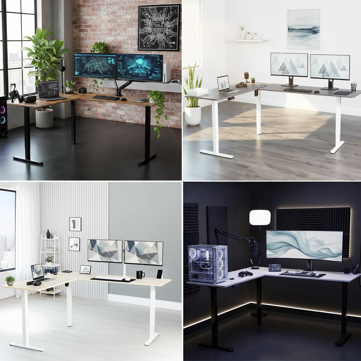 Black 75 x 63 in Corner Standing Desk K3363