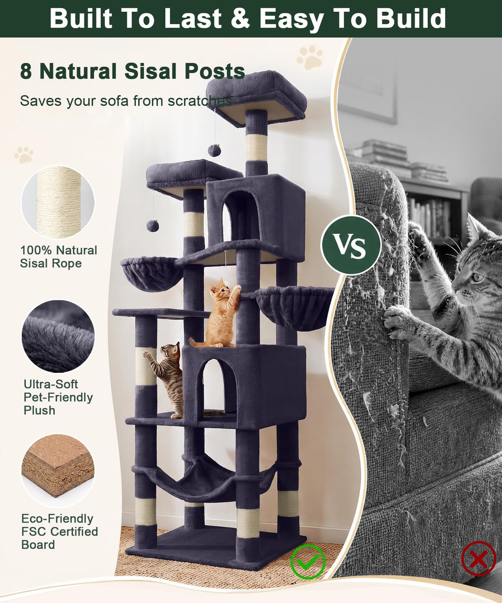 70 Inch Heavy Duty Cat Tree W8155