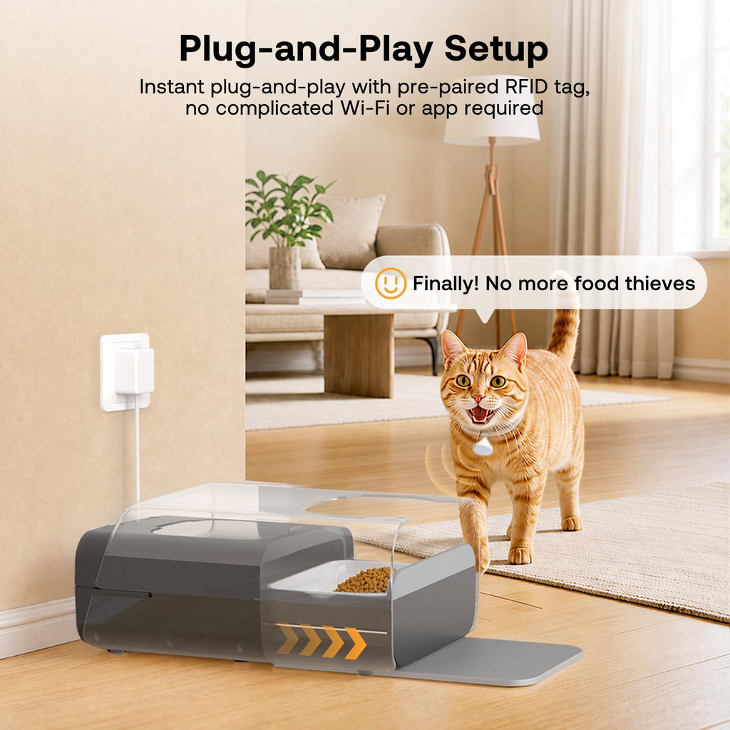 Automatic Cat Feeder with RFID Collar Sensor, Black Q927