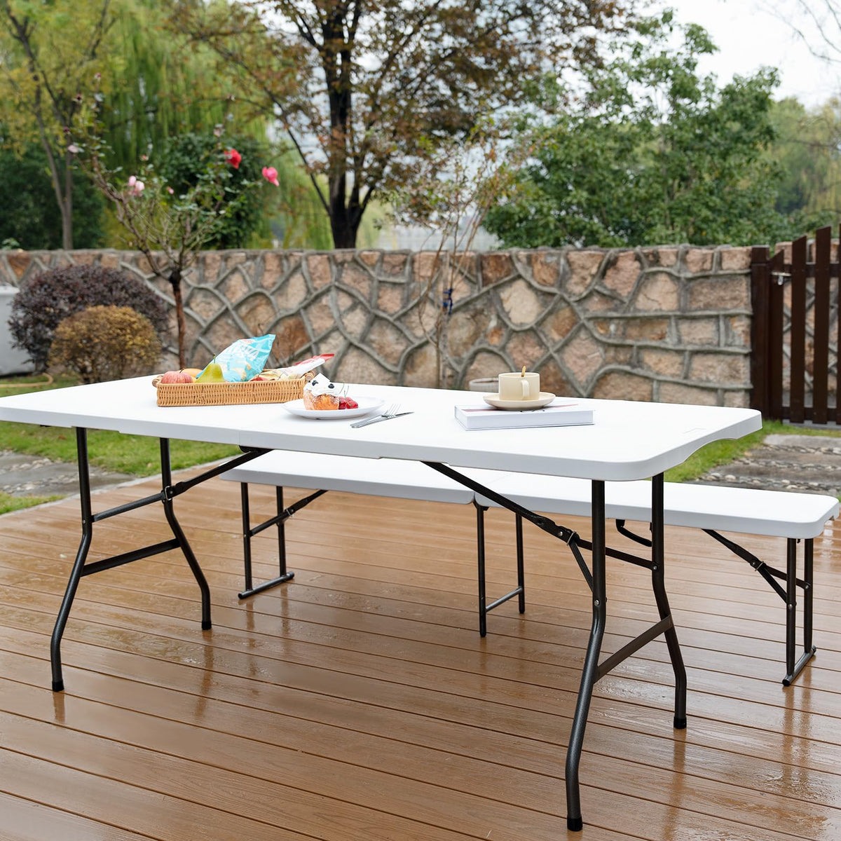6FT Heavy Duty Portable Plastic Folding Table White C598778
