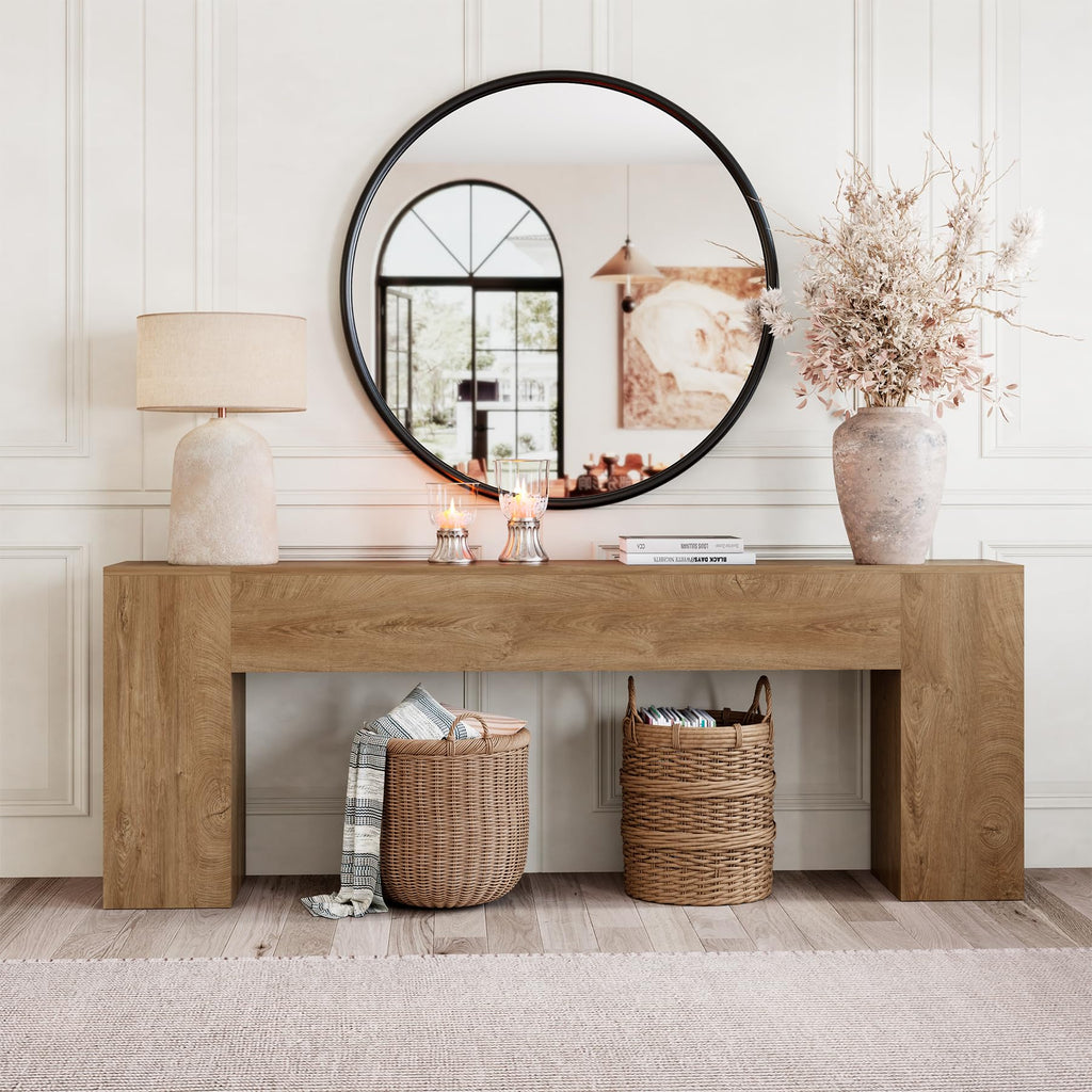 86-Inch Natural Oak Brown Console Table K422673