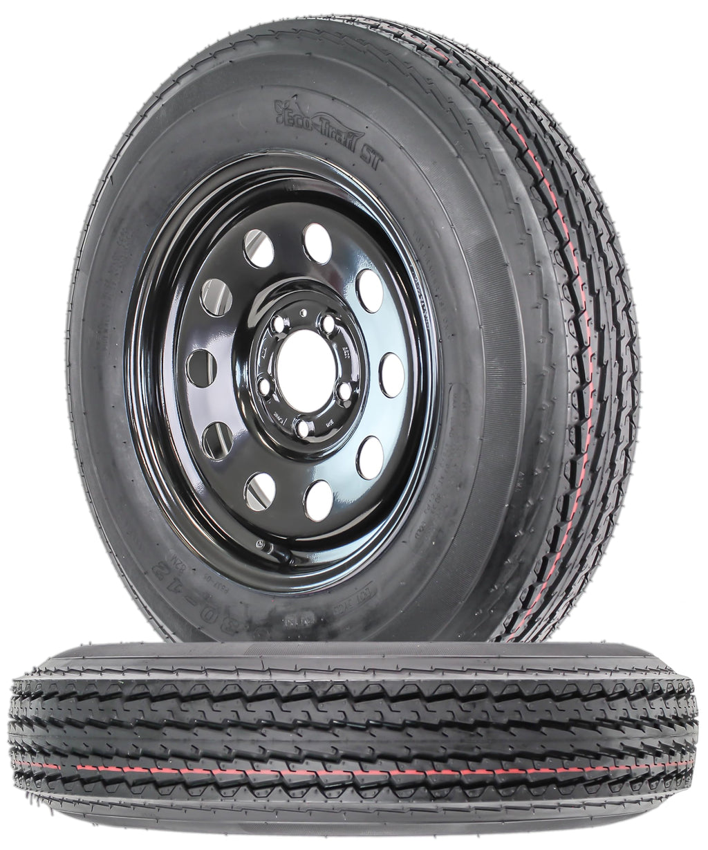 2-Pack Trailer Tire Rim Assembly 5.30-12 5 Lug Black B390434