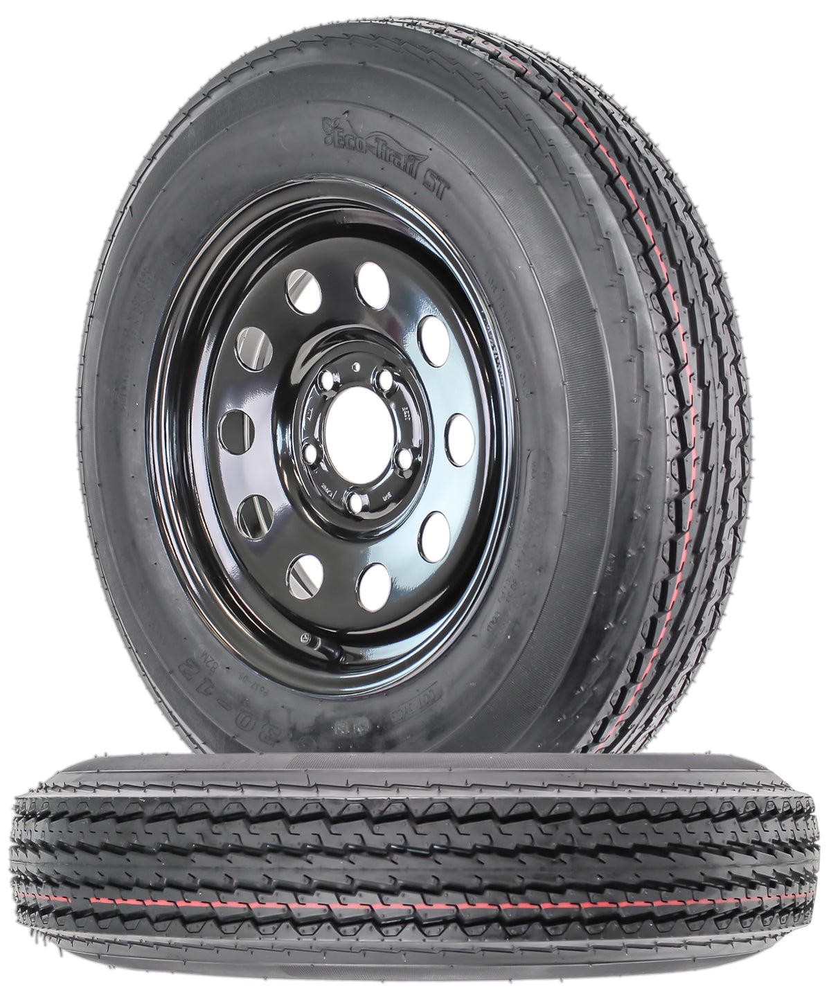 2-Pack Trailer Tire Rim Assembly 5.30-12 5 Lug Black B390434