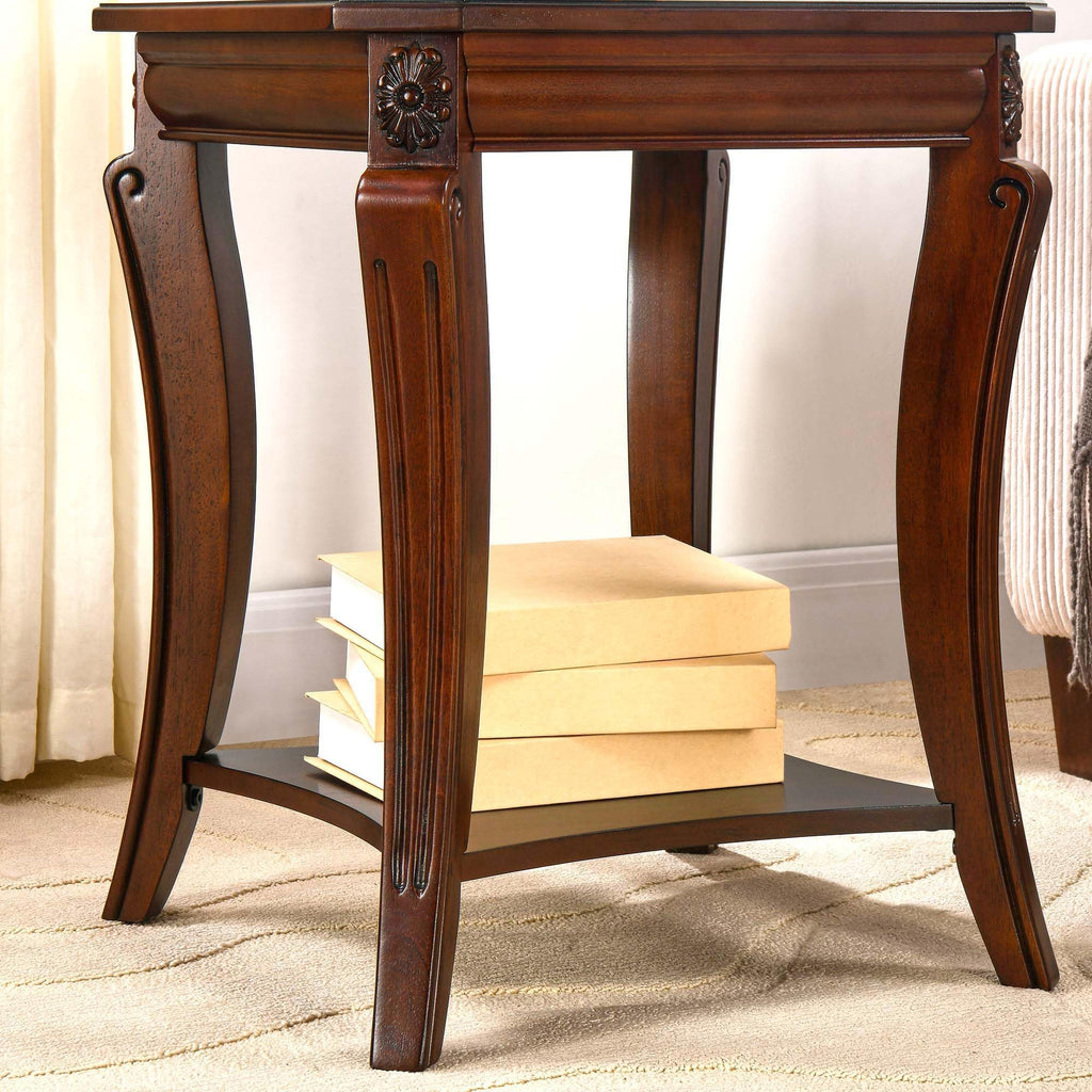 Cherry Brown Side Table with Storage Shelf X484