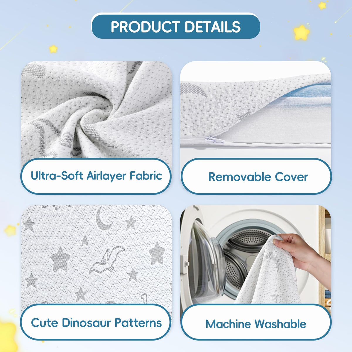 Trifold Pack and Play Mattress 38"x26" Dual Sided Memory Foam with Carry Bag N596594