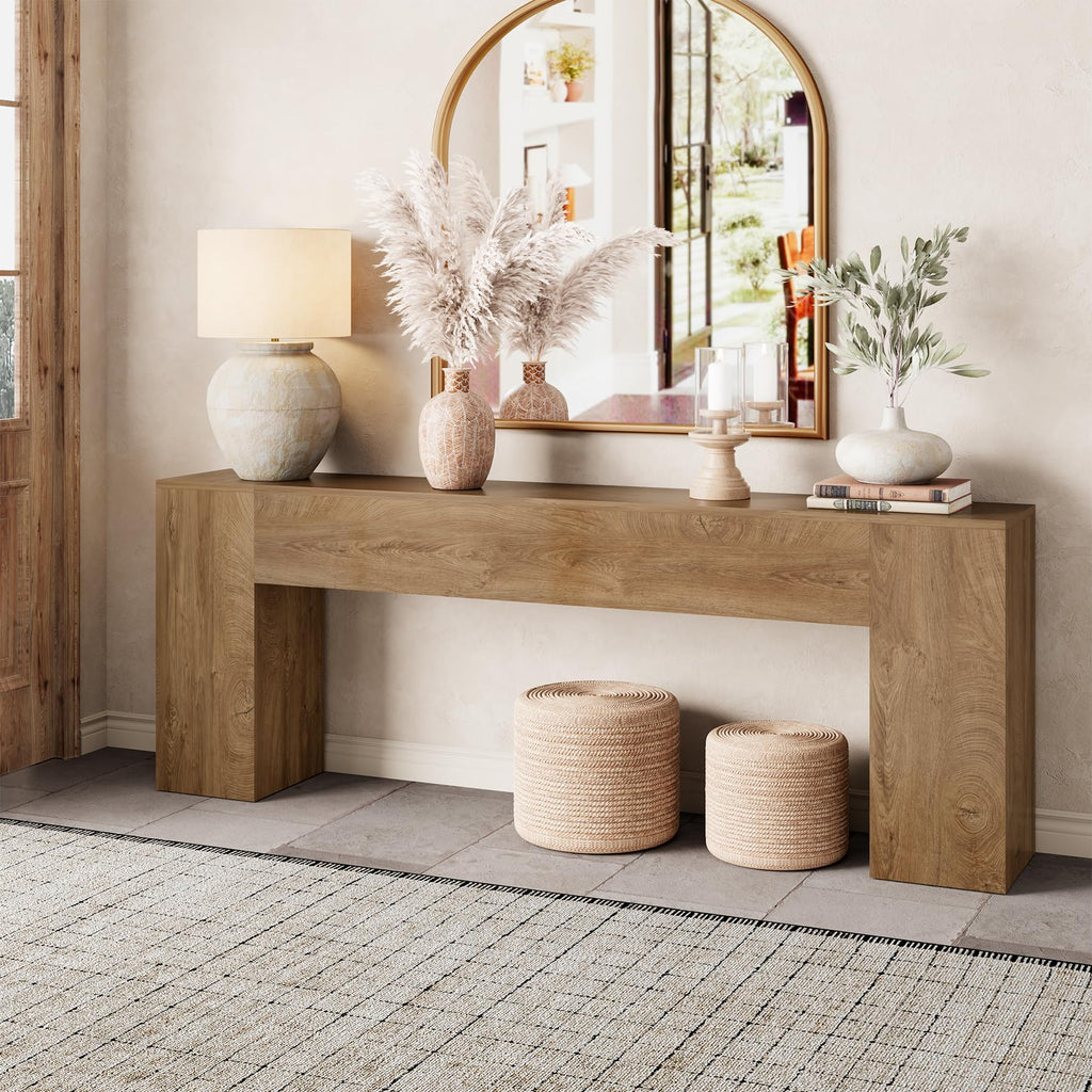 86-Inch Natural Oak Brown Console Table K422673