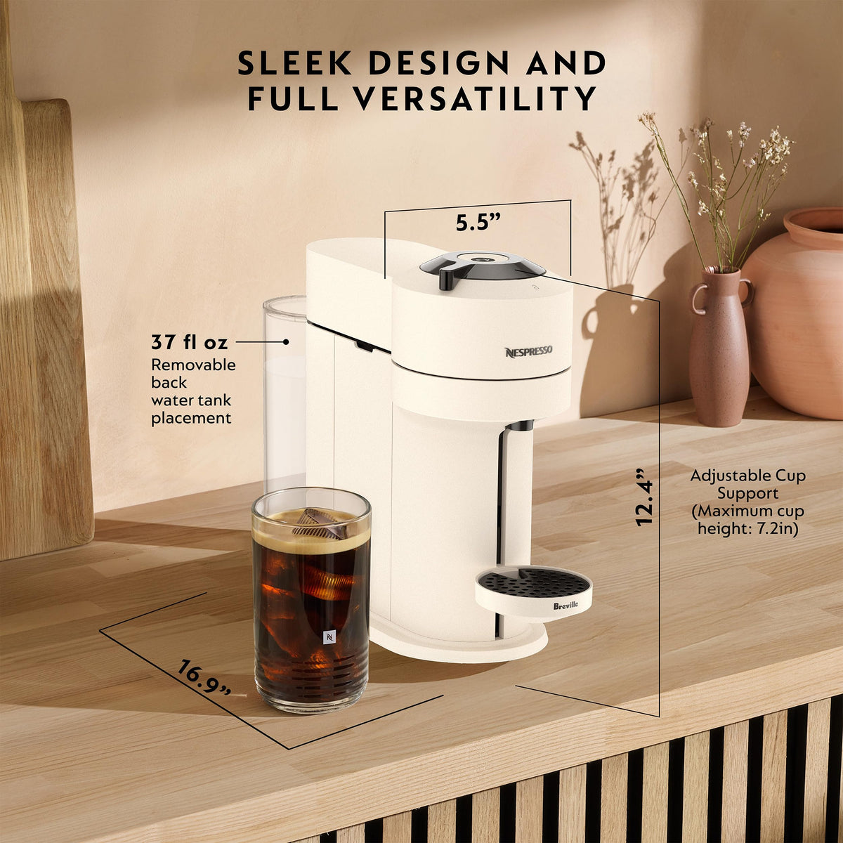 White Coffee Machine with Milk Frother Q54774