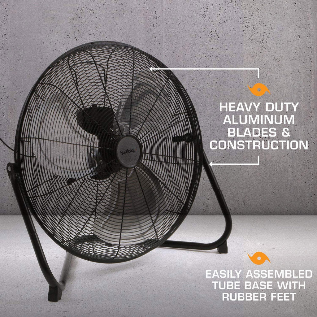 High Velocity Metal Blade Floor Fan, 3 Speeds, Black, 20in M74423