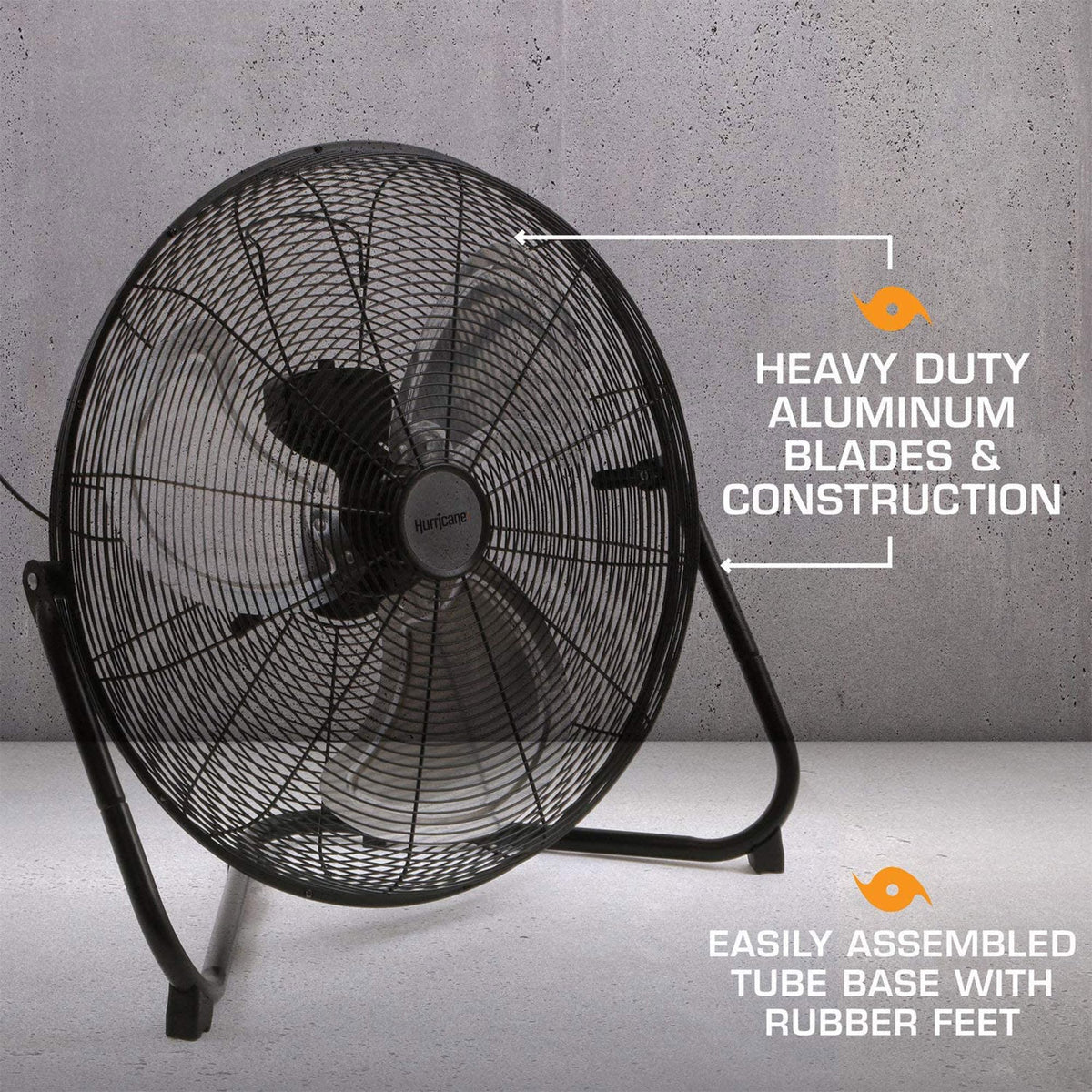 High Velocity Metal Blade Floor Fan, 3 Speeds, Black, 20in M74423