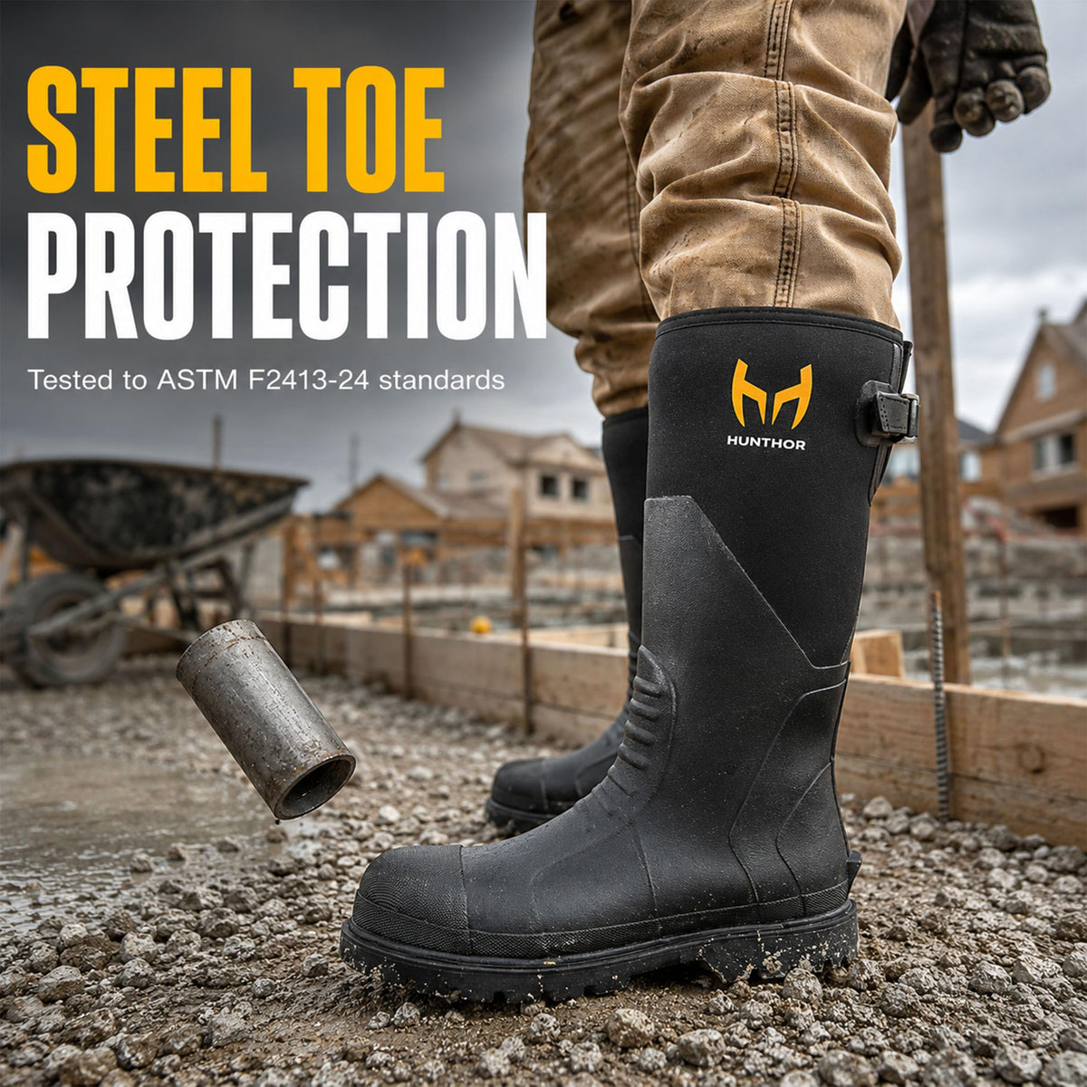 Steel Toe Rubber Work Boots with Steel Shank T44382