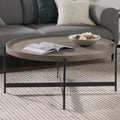 42-Inch Round Concrete-Coated Wood Coffee Table with Tray Top P7540