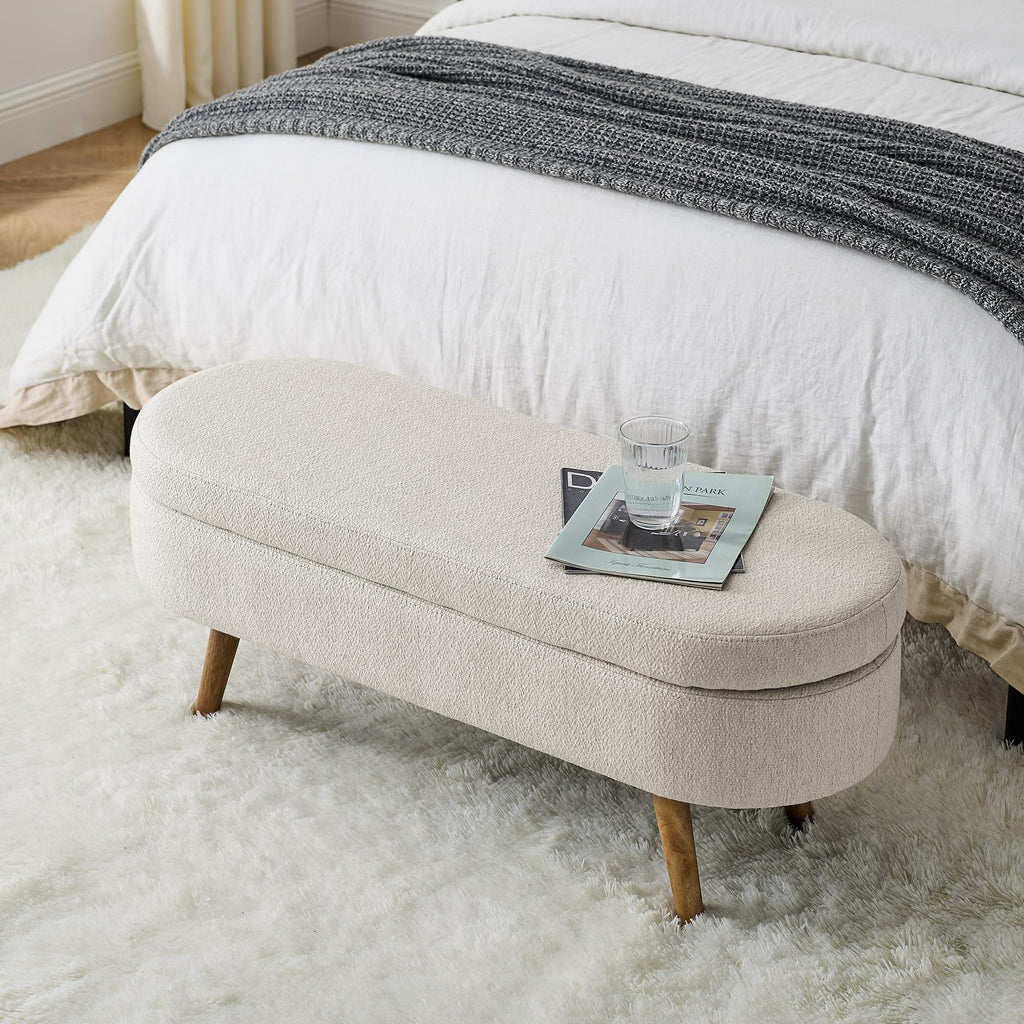 Oval Storage Bench with Rubber Wood Legs L872